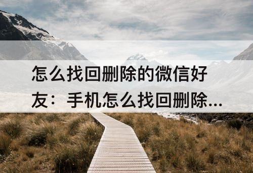 怎么找回删除的微信好友：手机怎么找回删除的微信好友