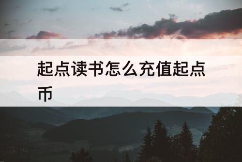 起点读书怎么充值起点币