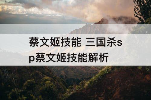 蔡文姬技能 三国杀sp蔡文姬技能解析