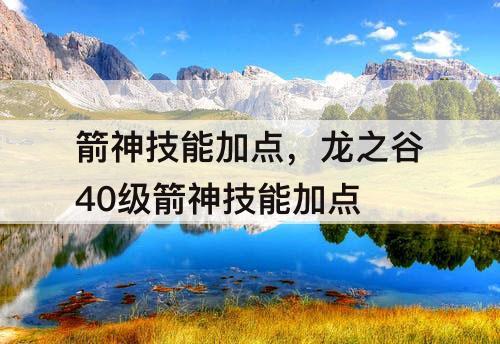 箭神技能加点，龙之谷40级箭神技能加点