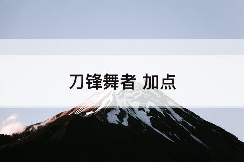 刀锋舞者 加点