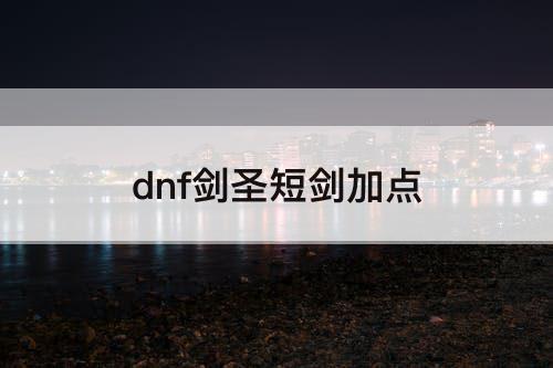 dnf剑圣短剑加点
