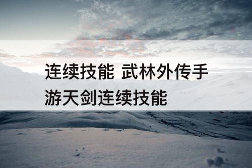 连续技能 武林外传手游天剑连续技能