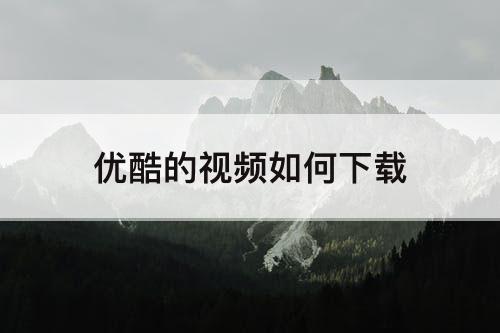 优酷的视频如何下载