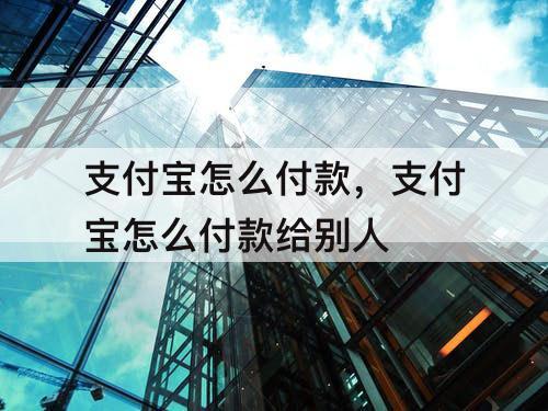 支付宝怎么付款，支付宝怎么付款给别人