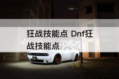 狂战技能点 Dnf狂战技能点