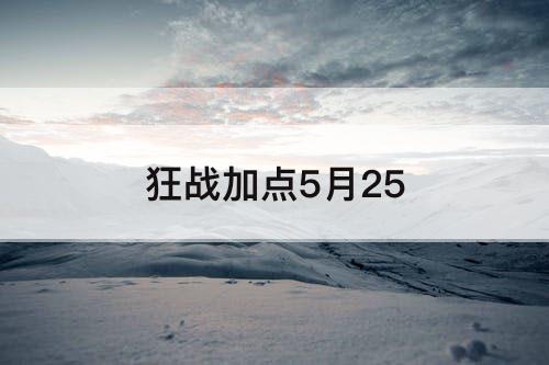 狂战加点5月25