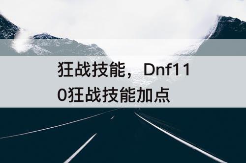 狂战技能，Dnf110狂战技能加点