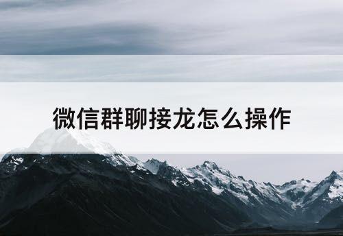 微信群聊接龙怎么操作