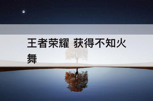 王者荣耀 获得不知火舞