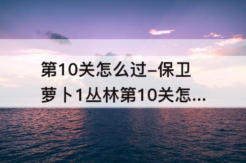 第10关怎么过-保卫萝卜1丛林第10关怎么过