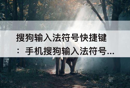 搜狗输入法符号快捷键：手机搜狗输入法符号快捷键修改
