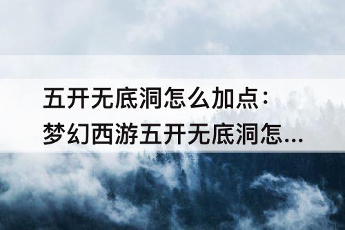 五开无底洞怎么加点：梦幻西游五开无底洞怎么加点