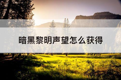 暗黑黎明声望怎么获得