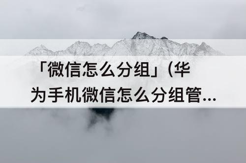 「微信怎么分组」(华为手机微信怎么分组管理好友)