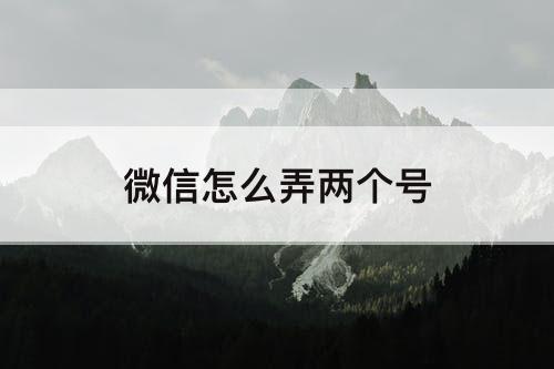 微信怎么弄两个号