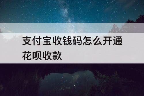 支付宝收钱码怎么开通花呗收款