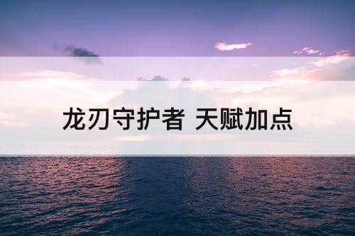 龙刃守护者 天赋加点