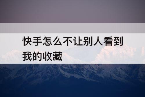 快手怎么不让别人看到我的收藏