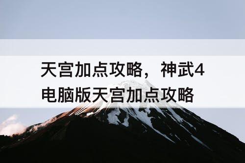 天宫加点攻略，神武4电脑版天宫加点攻略