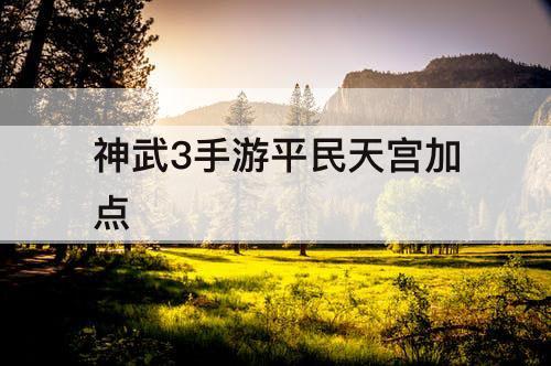 神武3手游平民天宫加点