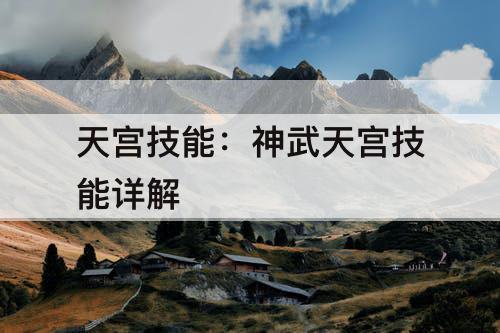 天宫技能：神武天宫技能详解