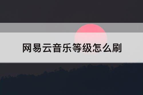 网易云音乐等级怎么刷