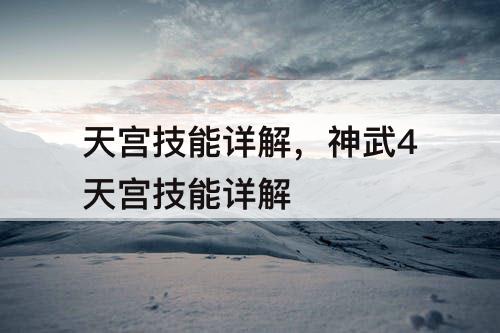 天宫技能详解，神武4天宫技能详解