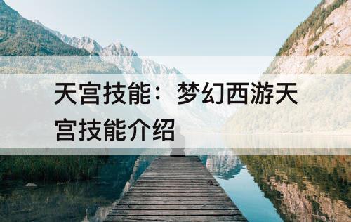 天宫技能：梦幻西游天宫技能介绍
