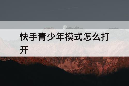 快手青少年模式怎么打开