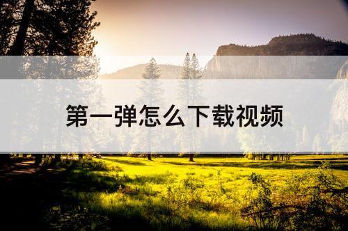 第一弹怎么下载攻略
