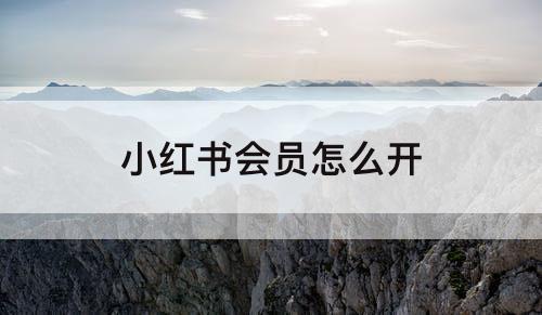 小红书会员怎么开