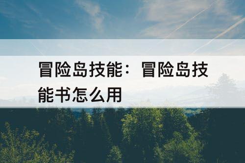 冒险岛技能：冒险岛技能书怎么用