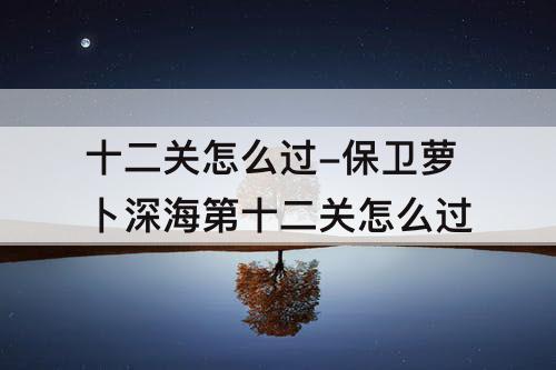 十二关怎么过-保卫萝卜深海第十二关怎么过