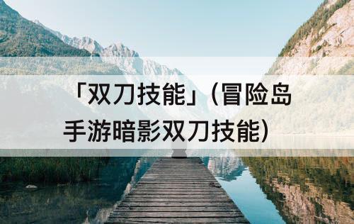 「双刀技能」(冒险岛手游暗影双刀技能)