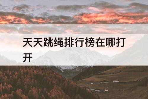 天天跳绳排行榜在哪打开