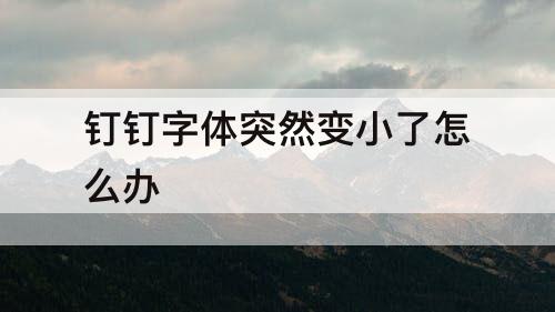 钉钉字体突然变小了怎么办