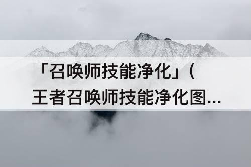 「召唤师技能净化」(王者召唤师技能净化图片)