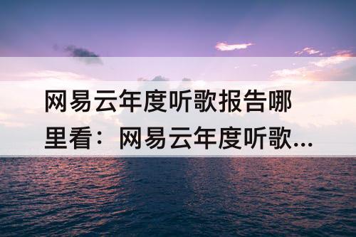 网易云年度听歌报告哪里看：网易云年度听歌报告哪里看2018