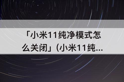 「小米11纯净模式怎么关闭」(小米11纯净模式怎么关闭视频)