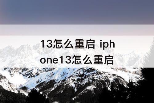 13怎么重启 iphone13怎么重启