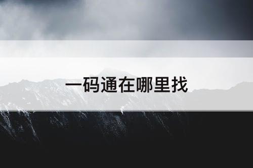 一码通在哪里找