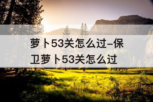 萝卜53关怎么过-保卫萝卜53关怎么过