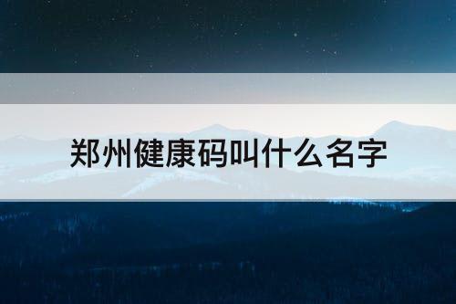 郑州健康码叫什么名字