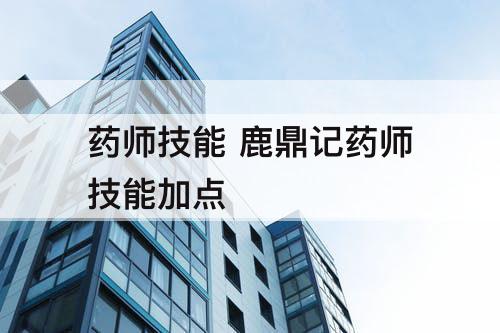 药师技能 鹿鼎记药师技能加点
