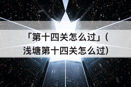 「第十四关怎么过」(浅塘第十四关怎么过)