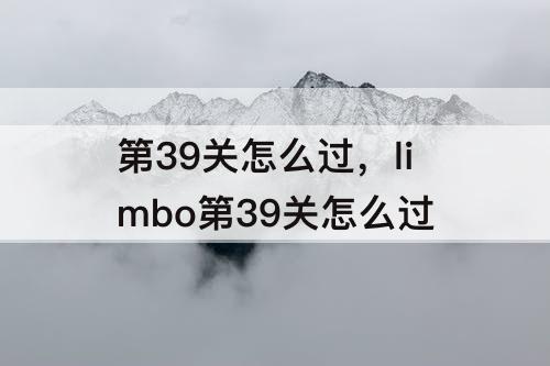 第39关怎么过，limbo第39关怎么过
