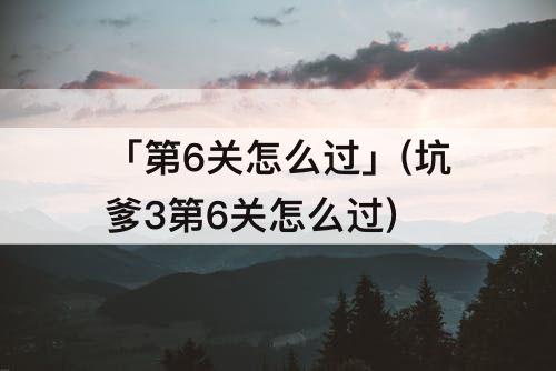 「第6关怎么过」(坑爹3第6关怎么过)