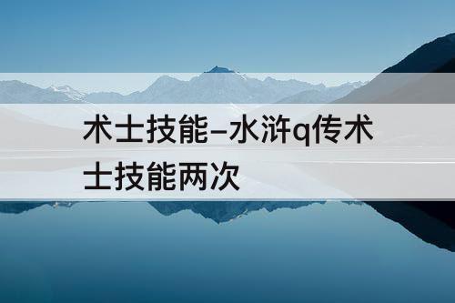术士技能-水浒q传术士技能两次