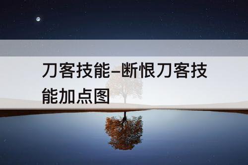 刀客技能-断恨刀客技能加点图